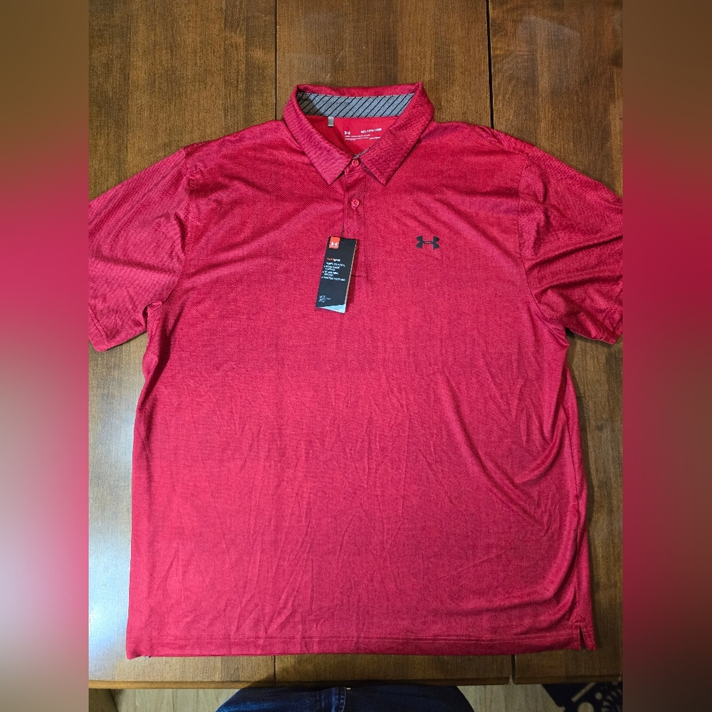 Under Armour Lightweight Red Men's Polo; Loose Fitted 2XL/2TG/2XG